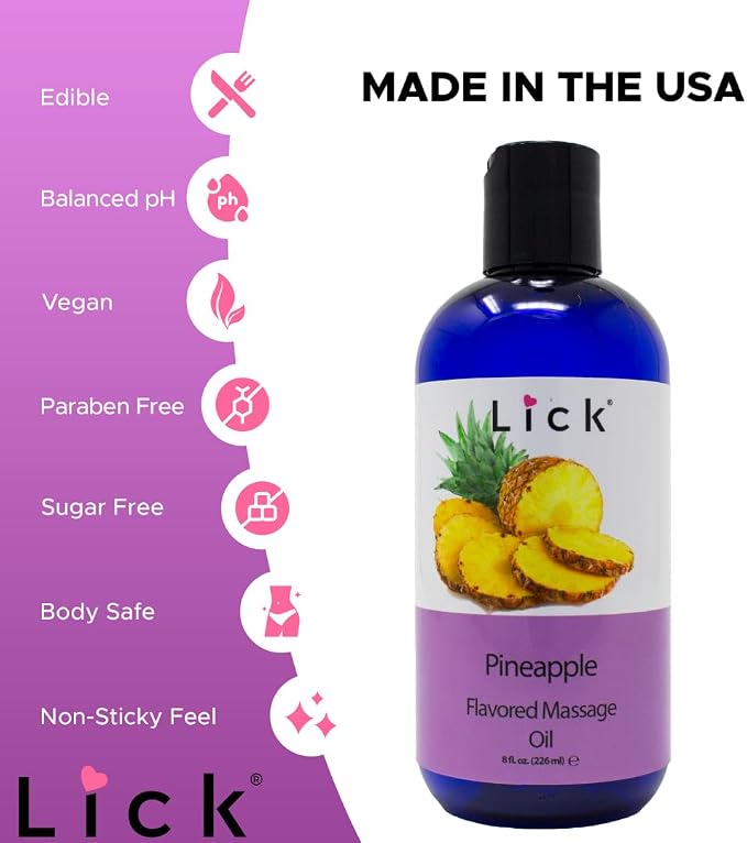 Lick Pineapple Passion Flavored Massage Oil – Sweet, Body Safe - Image 3