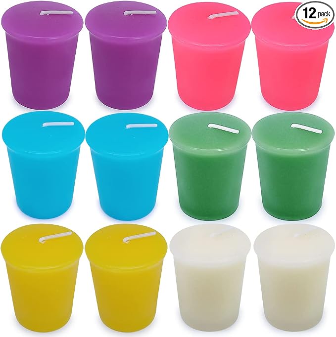 15 Hours Scented Votive Candles, 12 Packs Variety Colored Aroma Votives by Unknown