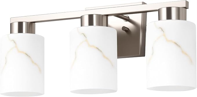 3-Light Bathroom Light Fixtures, Modern Vanity Lights, Brushed Nickel Metal - Image 8