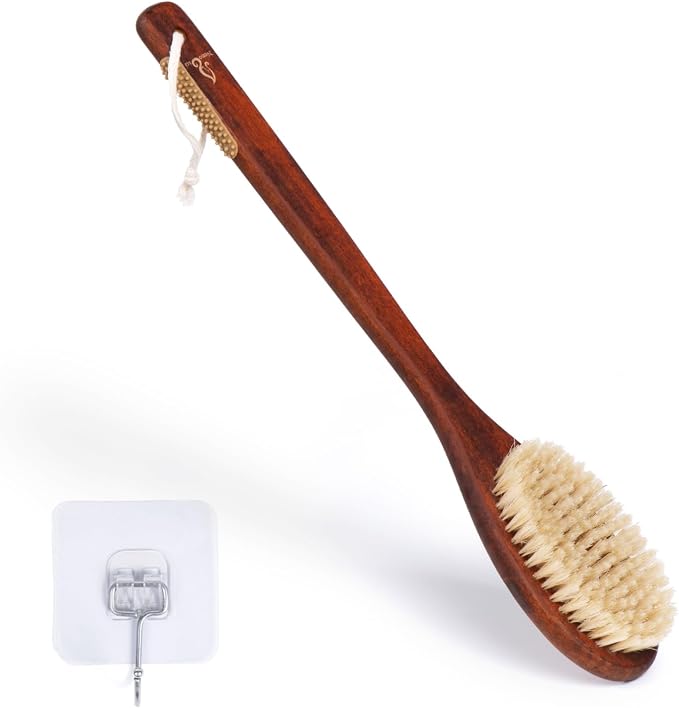 Wooden Bath Brush with Gentle Bristles Long Handle by NENO+CICI