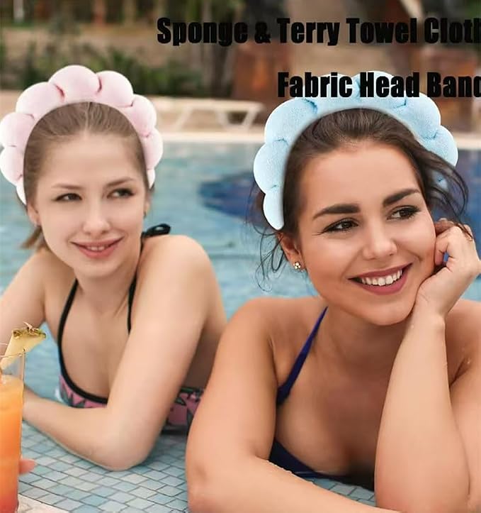 CAZYTOYZ Sponge Spa Headbands for Women Wristband Set Puffy Makeup Brush - Image 6