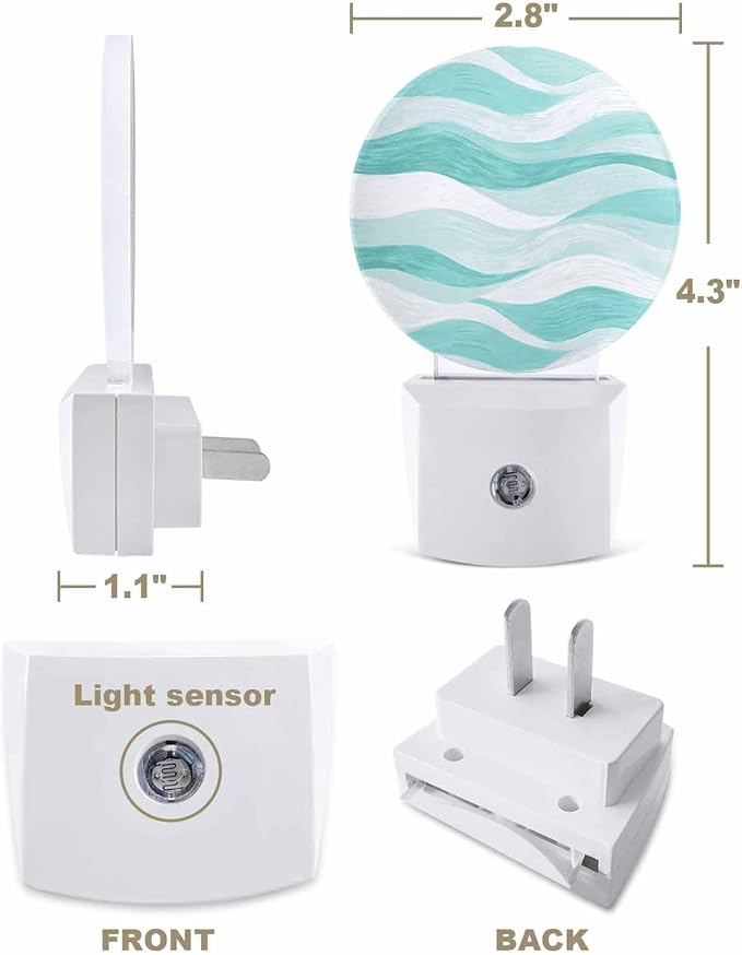 Night Lights Auto Sensor Turquoise Ocean Waves Night Light Abstract Mountain - Image 2