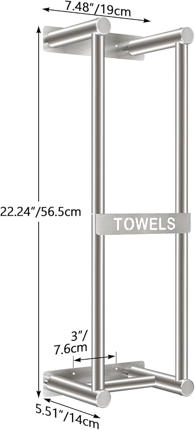 Towel Racks for Bathroom, STWWO Towel Storage for Small Bathroom 22inch - Image 4
