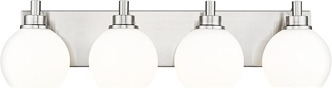 Bathroom Light Fixtures, 4 Light Brushed Nickel Vanity Light, 26 Inch Modern by Metwet