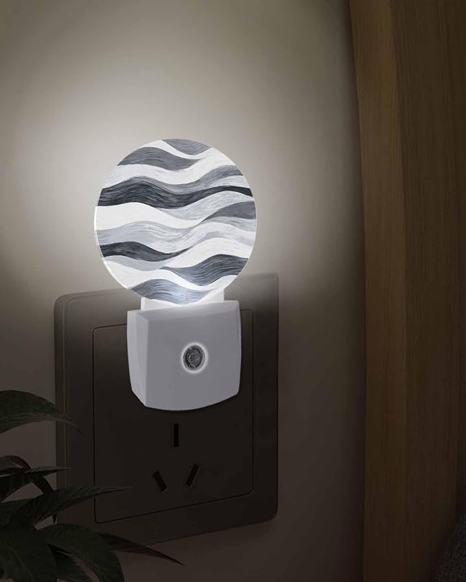 Night Lights Auto Sensor Grey Ocean Waves Night Light Abstract Mountain Stripes - Image 3