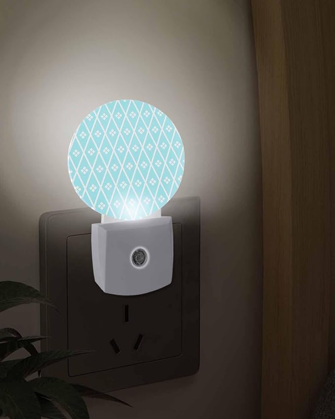 Night Lights Auto Sensor Blue Diamond Night Light Geometric Rhombus Round Lamp - Image 3