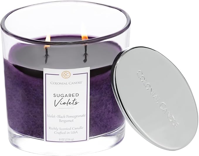 Colonial Candle Sugared Violets Scented Candle Jar, Highly Fragranced Candles - Image 3