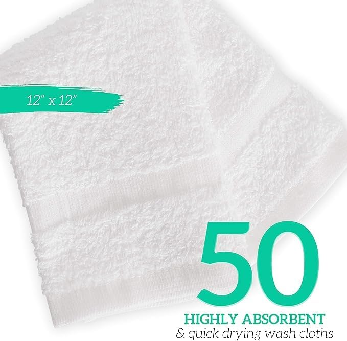 GREEN LIFESTYLE Washcloths 12" x 12" 50 Pack - Image 3