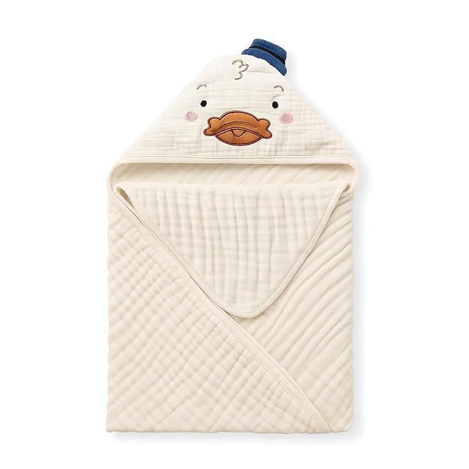 Blissful Diary Muslin Baby Hooded Towel 1 Pack, Soft & Absorbent Bath Towel - Image 8