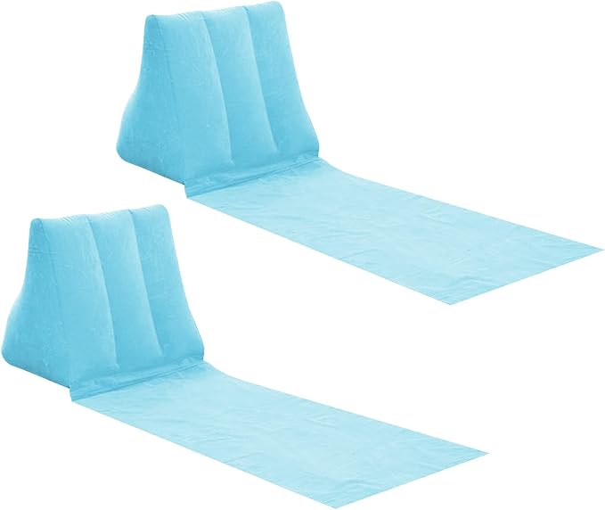 2X Inflatable Outdoor Sun Bath Beach Mat Pillows Flocking Beach Chairs by Auto-plaza