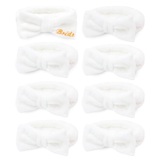 CIEHER 8 Pcs White Spa Headbands Bachelorette Party Favors - Image 8