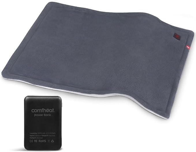 Portable Heating Pad with 5000mAh Battery Powered, 1.7LB Weighted Heat Pad by Comfheat