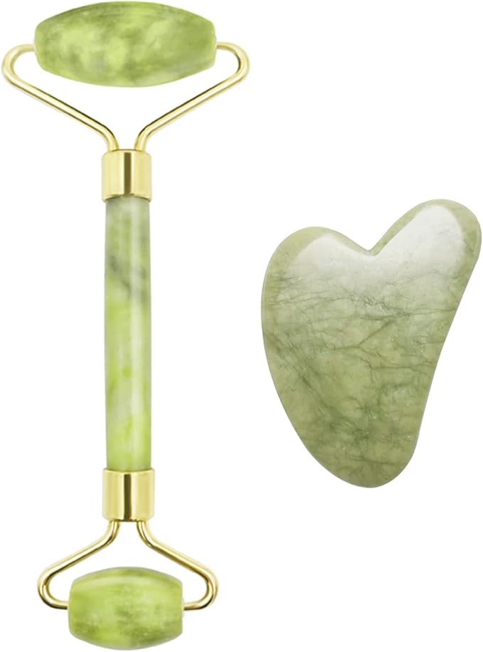 Chikoni 3 in 1 Ficial Face Ice Jade Roller and Gua Sha Tool, Natural Real Jade - Image 5