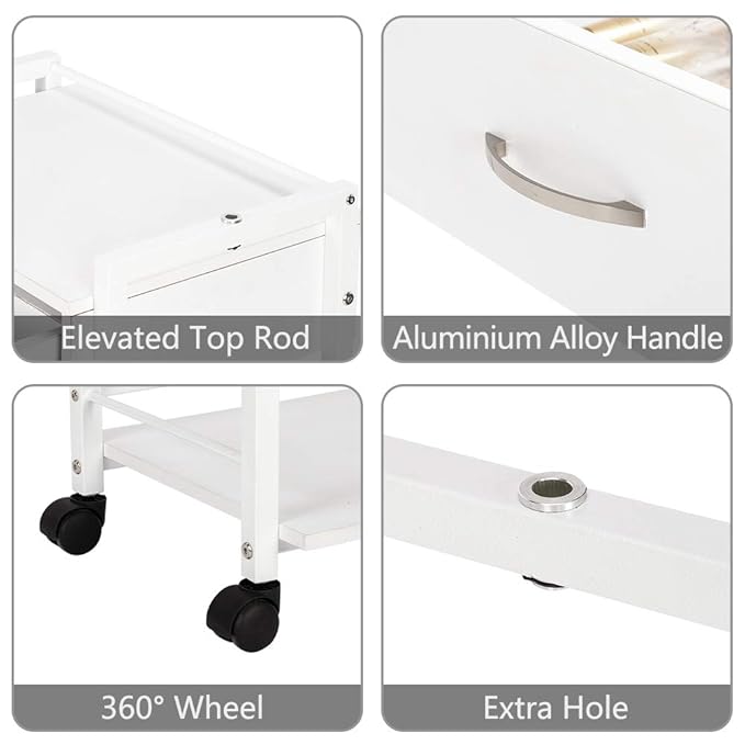 Salon Trolley Cart with Wheels, Wooden Rolling Storage Station, Mobile Utility - Image 6