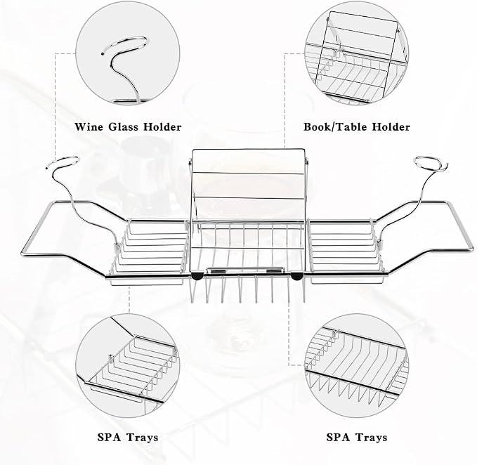 BDL Bathtub Caddy Tray Expandable Bath Tub Table - Image 4