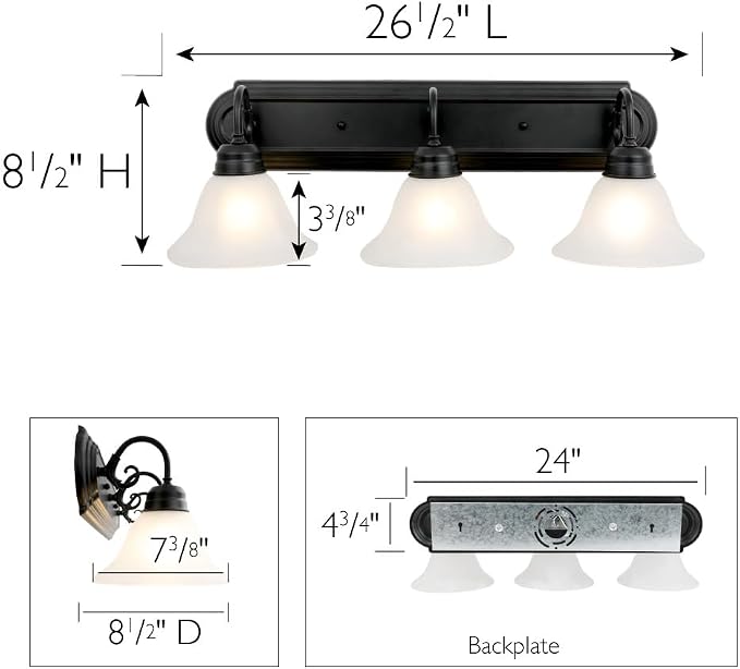 Design House 589796 Millbridge Vanity Light Dimmable - Image 5