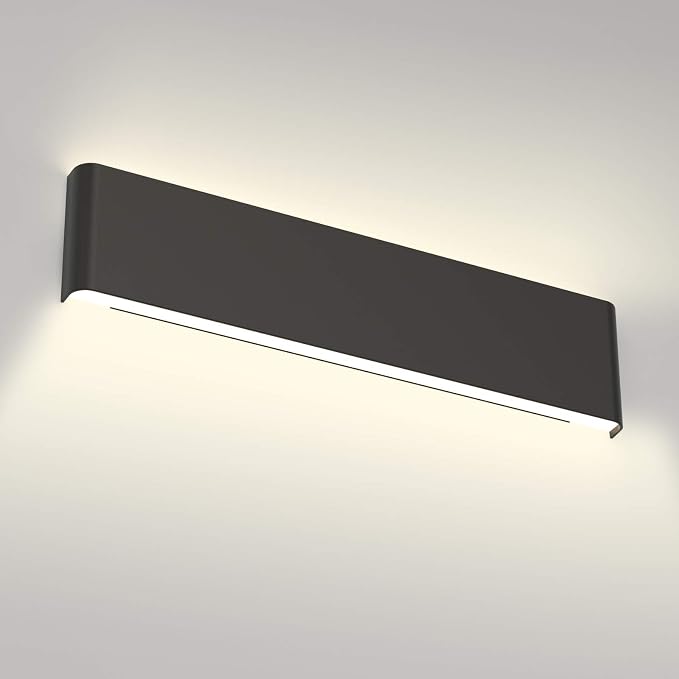 Aipsun 24in/20W LED Matte Black Modern Vanity Light Matte Black Wall Light Up by Aipsun