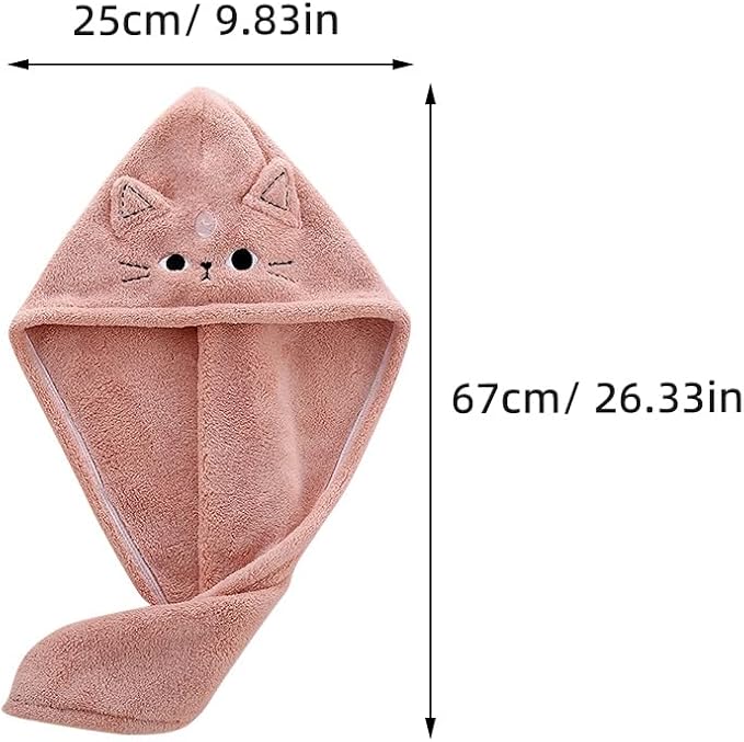 ARTIBETTER 3Pcs Cute Cat Hair Wrap Towels - Image 2