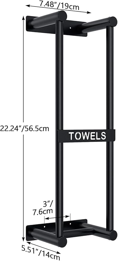 STWWO Towel Racks for Bathroom Wall Mounted, 22inch Wall Towel Rack for Rolled - Image 4