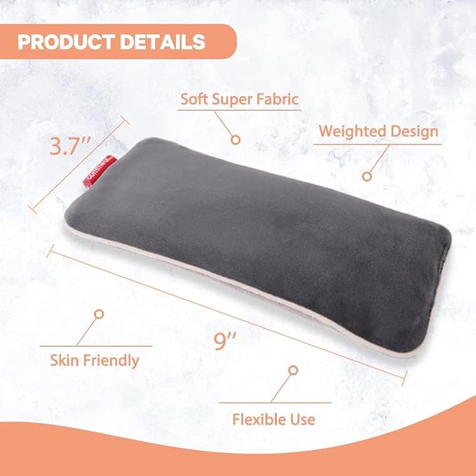 Unscented Weighted Eye Pillow for Yoga, Microwavable Moist Heat Eye Compress - Image 2