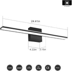 Black Vanity Light Fixture 24 Inch Bathroom Lamps Over Mirror 14W Modern Bath - Image 7