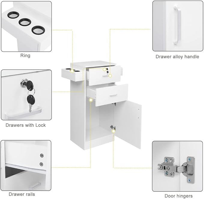Modern Styling Station for Hair Stylist, Wooden Hair Salon Station Storage - Image 5