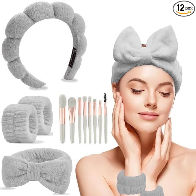 CAZYTOYZ Sponge Spa Headbands for Women Wristband Set Puffy Makeup Brush by CAZYTOYZ