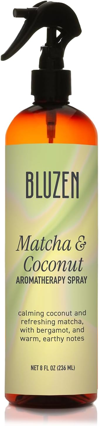 Matcha and Coconut Room and Air Freshener Spray, Non-Aerosol Spray Bottle by BLUZEN