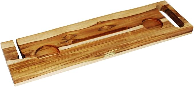 EcoDecors Eleganto 30" Live Edge Solid Teak Bath Caddy Tray - Image 9