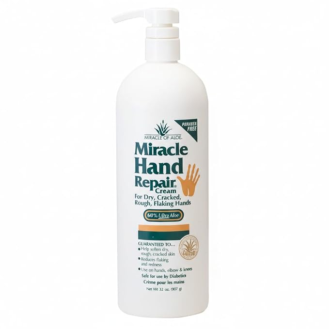 Miracle Hand Repair Cream for Dry Cracked Hands 32 oz Best Healing Hand Cream by MiracleofAloe%C2%AE