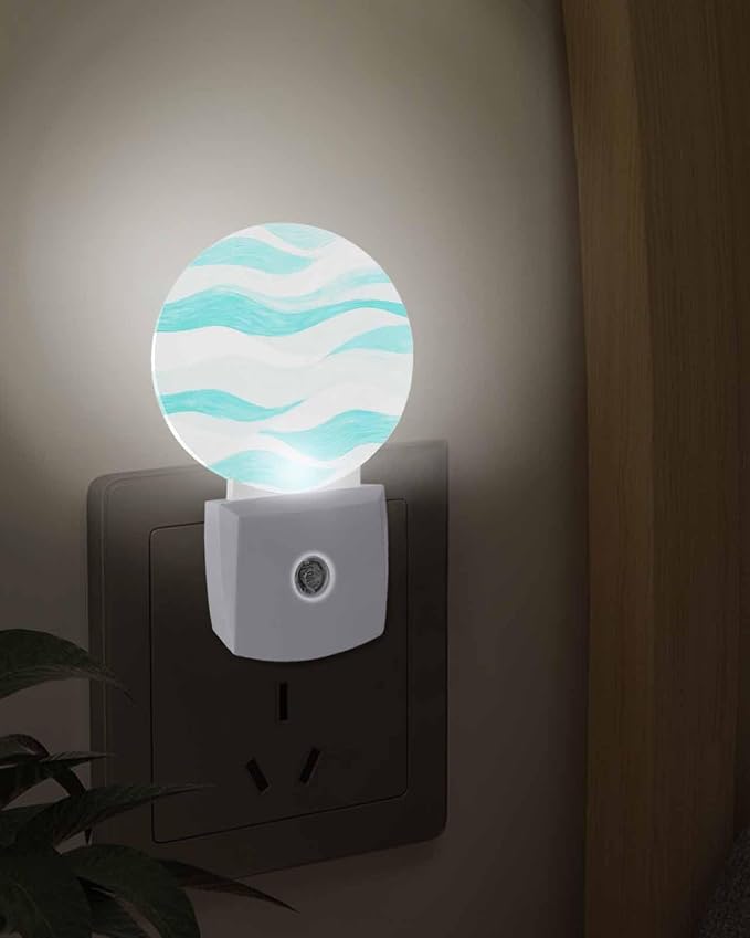 Night Lights Auto Sensor Turquoise Ocean Waves Night Light Abstract Mountain - Image 3