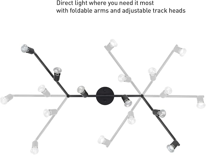 Globe Electric 59693 6-Light Foldable Track Lighting Kit, Matte Black Finish - Image 6