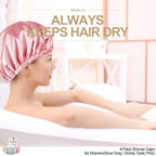 Shower Cap for Women Reusable Extra Large Shower Caps for Men Satin Double - Image 3