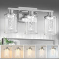 L LOHAS LED 3-Light Brushed Nickel Bathroom Light Fixtures, Crystal LED by LLOHASLED
