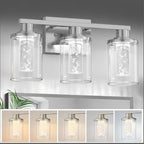 L LOHAS LED 3-Light Brushed Nickel Bathroom Light Fixtures, Crystal LED by LLOHASLED