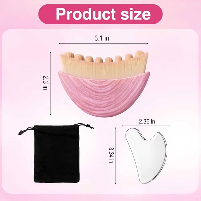 Lymphatic Contour Face Brush & Stainless Steel Gua Sha Tool Set – 2-in-1 Facial - Image 7