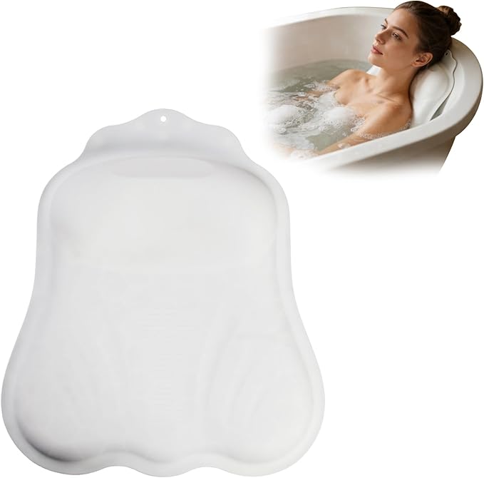 Soft Silicone Bath Pillow, Adjustable Airbag Ergonomic Neck Support Design by Mvegoiuok