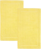 Hawmam Linen Yellow Bath Mats, 21 x 34 inches, Banded Design, Highly Absorbent by HawmamLinen