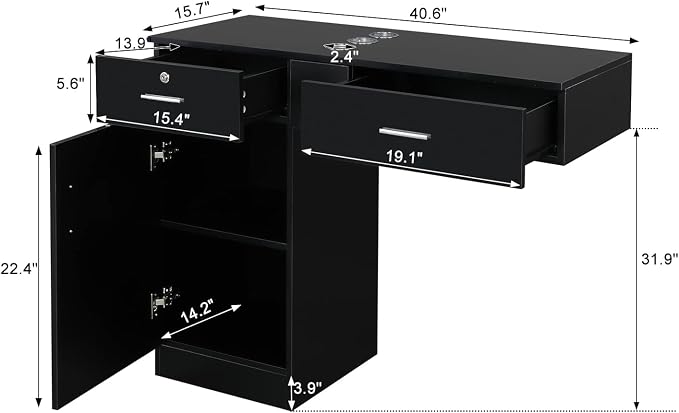 Wall Mount Styling Station for Hair Stylist, Wooden Hair Salon Station Storage - Image 3