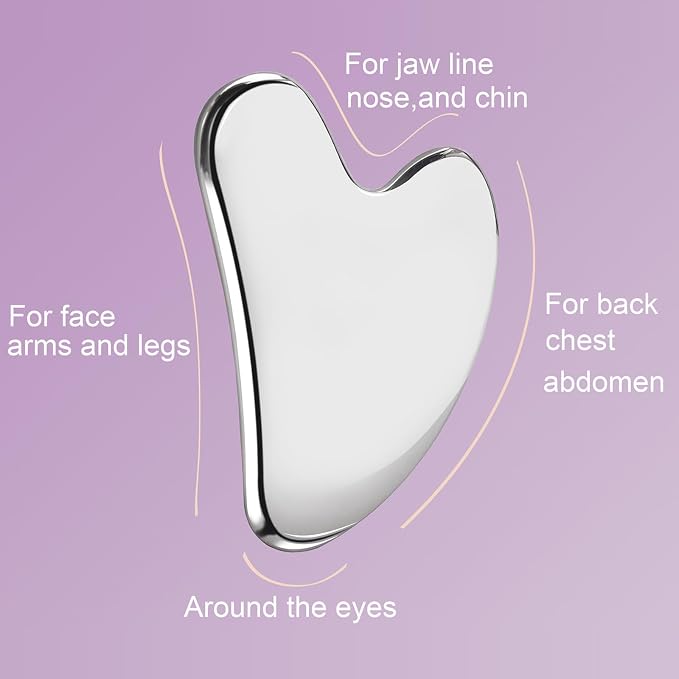 Stainless Steel Gua Sha Facial Tool Metal Silver Guasha - Image 5