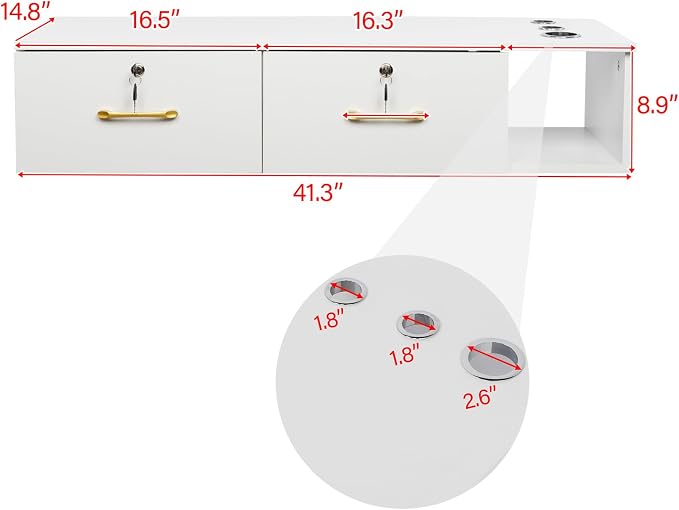 Wall Mount Styling Station for Hair Stylist, Wooden Hair Salon Station Storage - Image 3