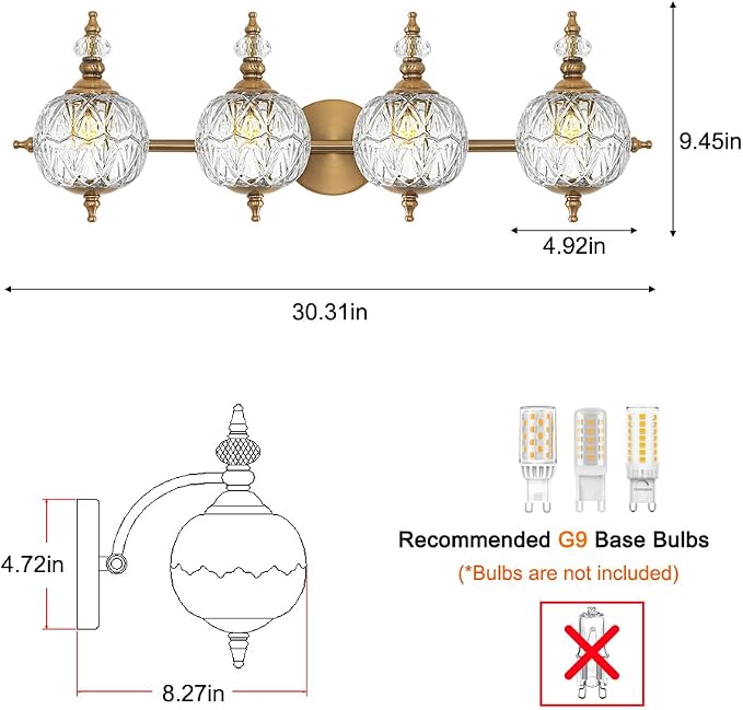 Brushed Gold Bathroom Vanity Light Fixture Vintage Style - Image 8