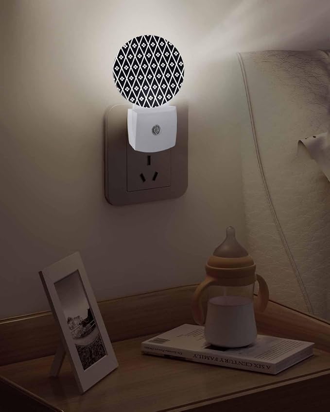 Night Lights Auto Sensor Black Diamond Night Light Geometric Rhombus Round Lamp - Image 5