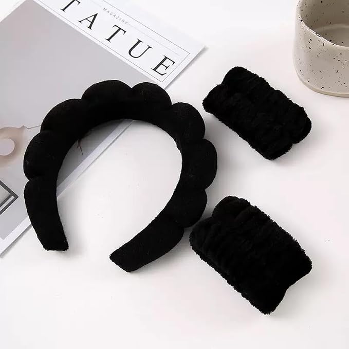 Spa Headband and Wristband Set for Women, Terry Cloth Sponge Headband for - Image 6