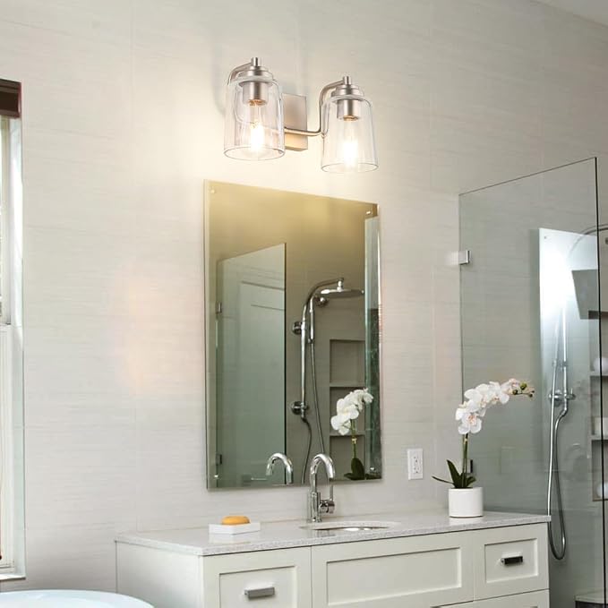 SOLFART Brushed Nickel Vanity Light 2 Light Bathroom Vanity Light Bathroom - Image 8