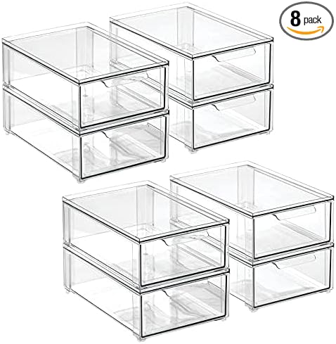 mDesign Plastic Stackable Bathroom Storage Organizer Bin by mDesign