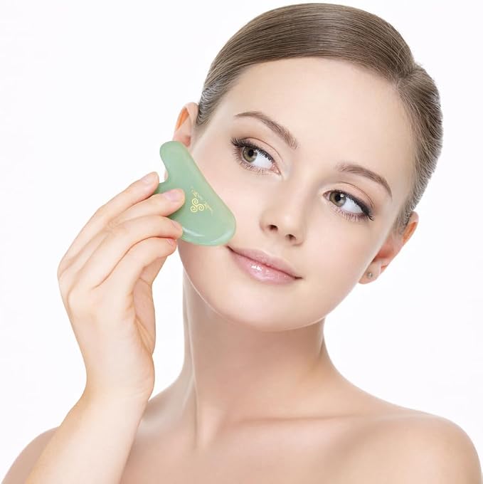 Jade Gua Sha Facial Tool – Guasha Face Massage Tool Lymphatic Drainage Massager - Image 9