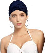 Pleated Fabric Swimming Cap Women Ladies Long Hair Swim Cap Ear Protecting by AYILUOBE