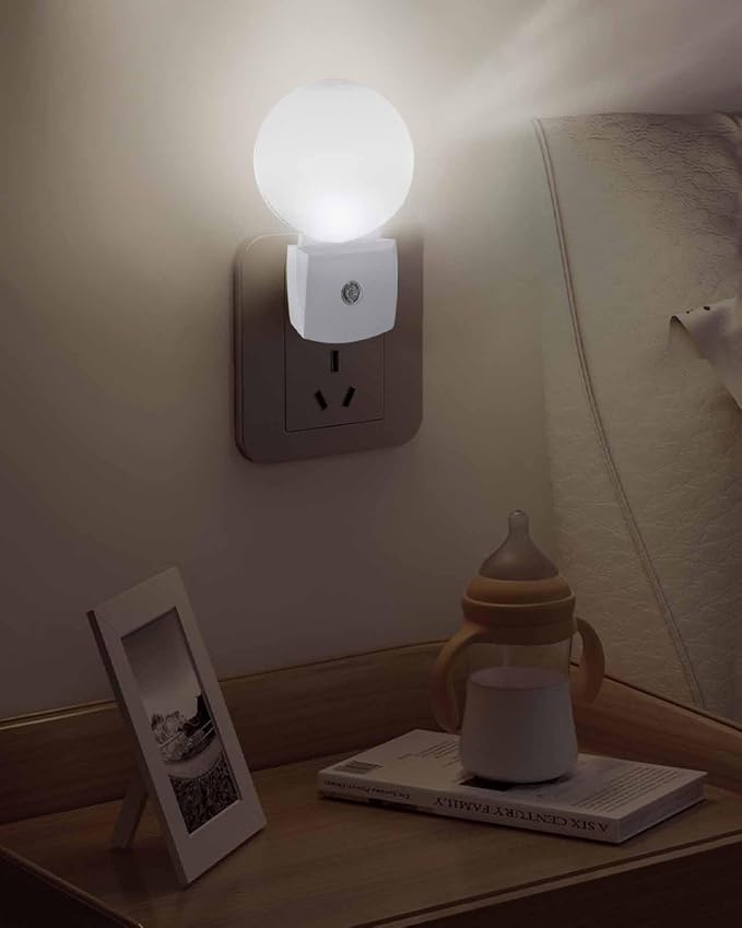Night Lights Auto Sensor Grey Ombre Night Light Solid Color Round Lamp Plug-in - Image 5