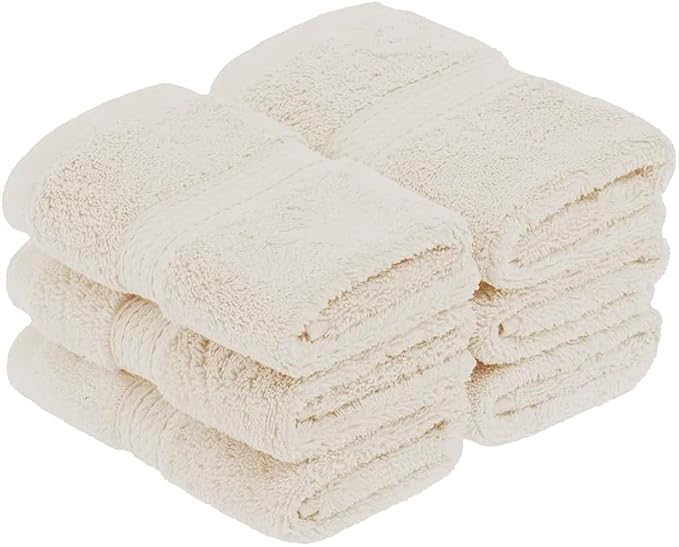 Superior Egyptian Cotton Pile Face Towel/Washcloth Set of 6, Ultra Soft Luxury by SUPERIOR